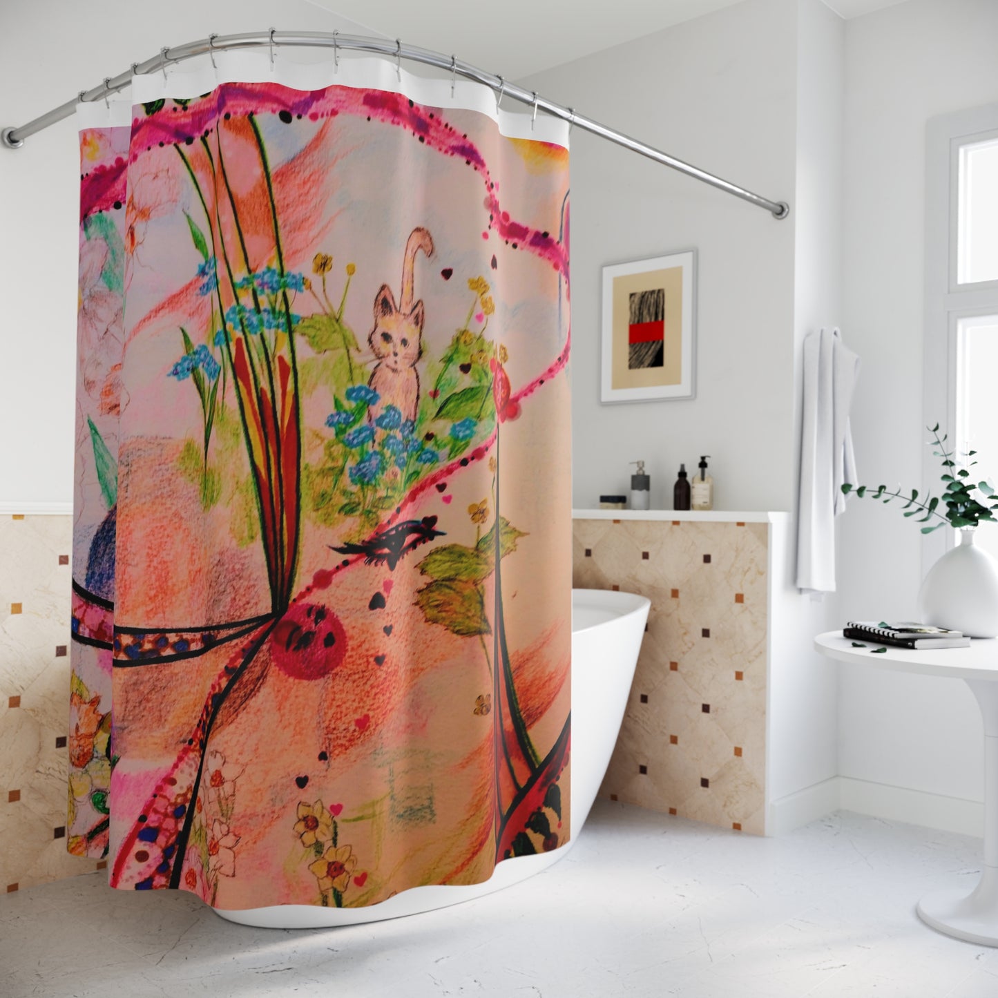 Katty's Garden: Polyester Shower Curtain