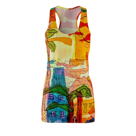 Sunset Village: Women's Cut & Sew Racerback Dress (AOP)