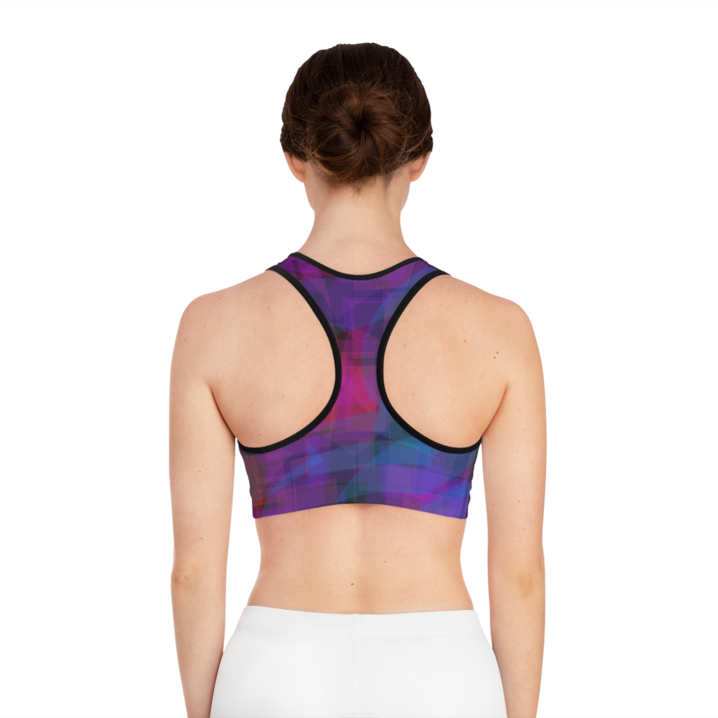 Cherry Blue: Vibrant Abstract Sports Bra for Active Lifestyle, Workout Gear, Dance top, Fitness Apparel, Athleisure, Gift for Her