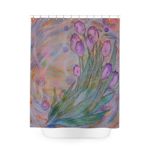 Breathing Tulips: Polyester Shower Curtain