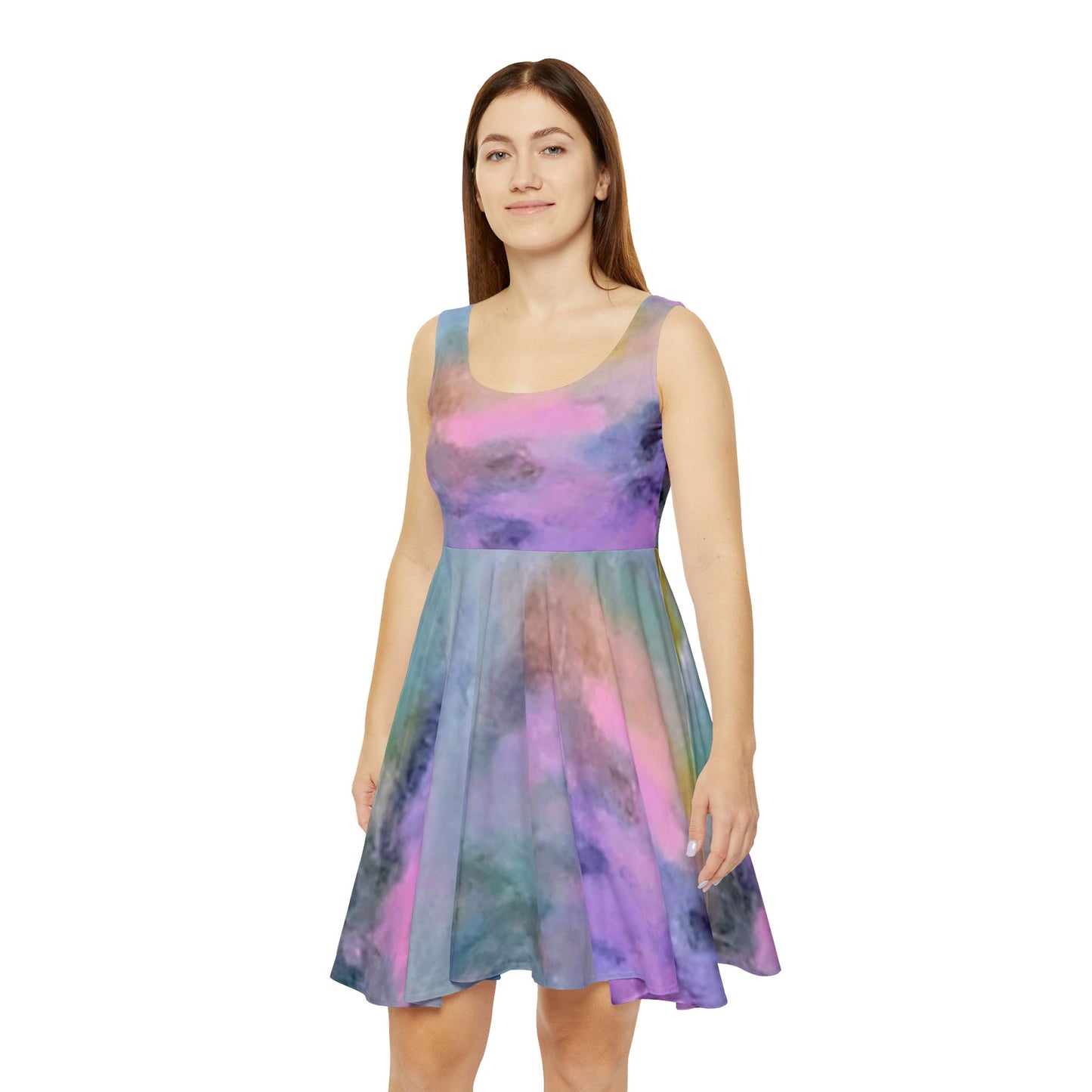 Peace & Luv:  Women's Skater Dress (AOP), Pastel Dress, Summer Dress, Fresh Vibes