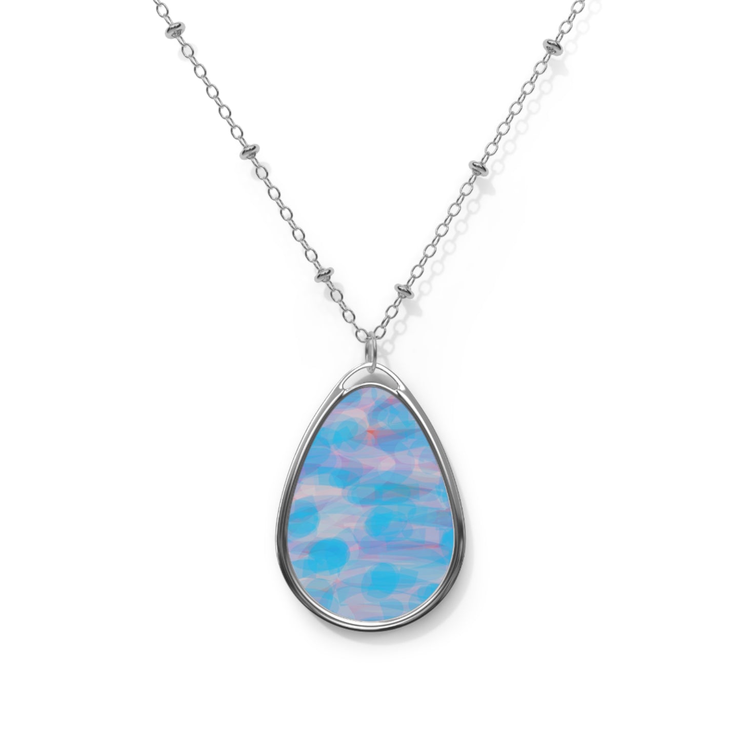 Mellow:  Elegant Trippy Chic Oval Necklace, Abstract Art Teardrop Pendant, Soothing Vibrations
