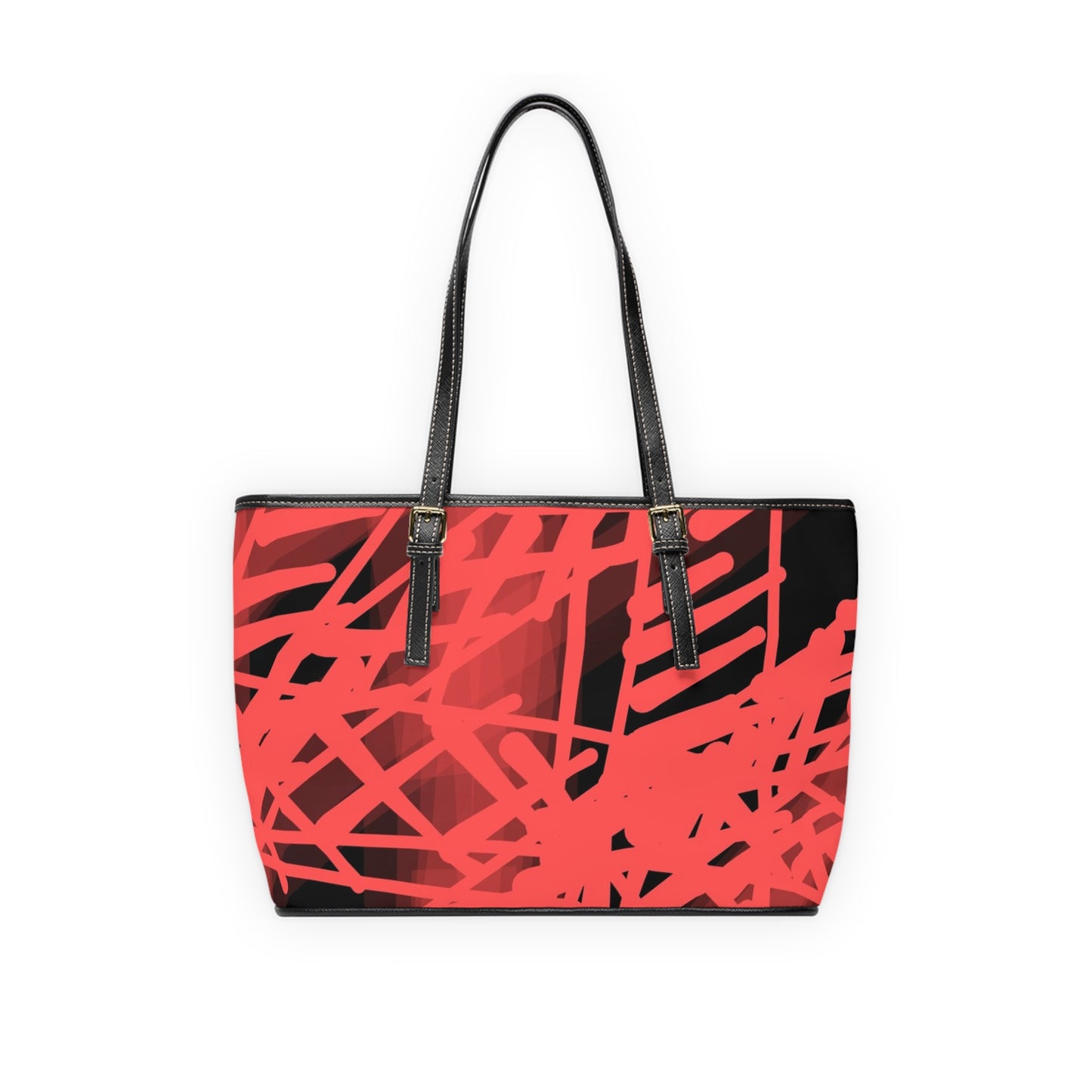 Gracie:  Bold Red Striped PU Leather Shoulder Bag - Stylish Tote for Everyday Use