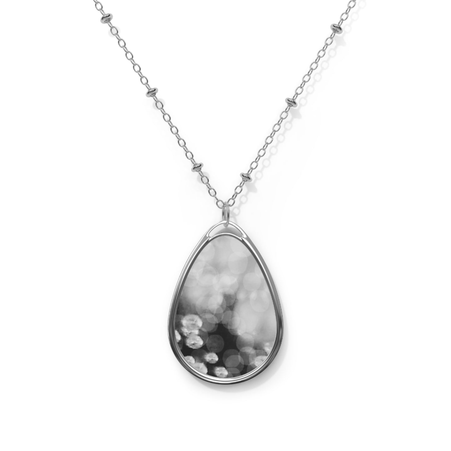Oksana: Elegant Mystical Oval Pendant Necklace — Minimal Simplicity Teardrop