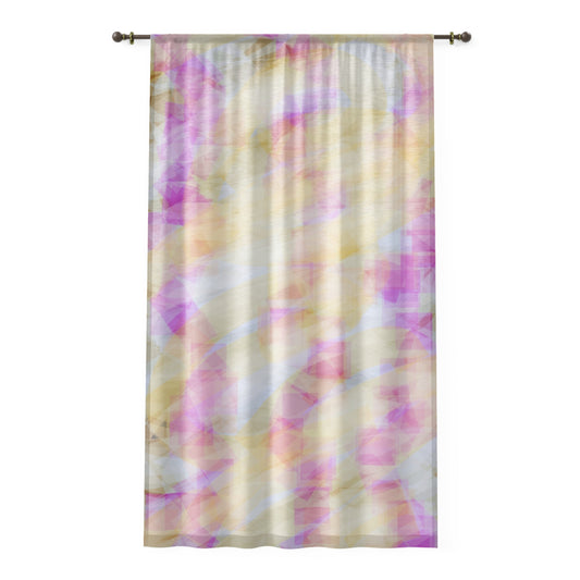 Sweetness & Decency:  Sheer Abstract Window Curtain, Bohemian Home Decor, Ethereal Kitchen Drapes, Colorful Living Room Accents, Light-Filtering Treatment