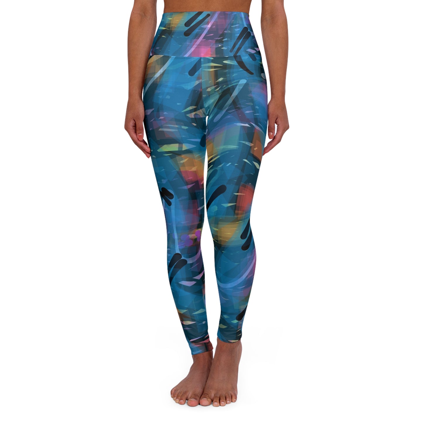 Louise:  Vibrant High Waisted Leggings - 80's Vibes Fitness Wear for Active Lifestyles