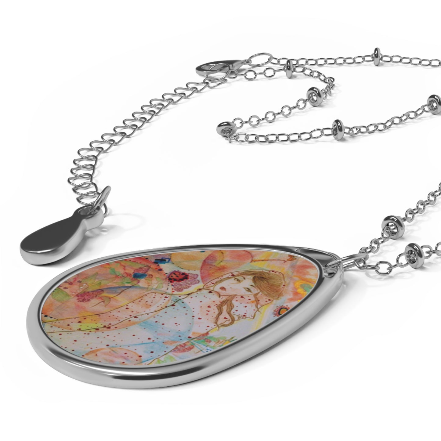 Journey 5D Up:  Spiritual Art Elegant Oval Necklace – Artistic illustration Design for Every Occasion