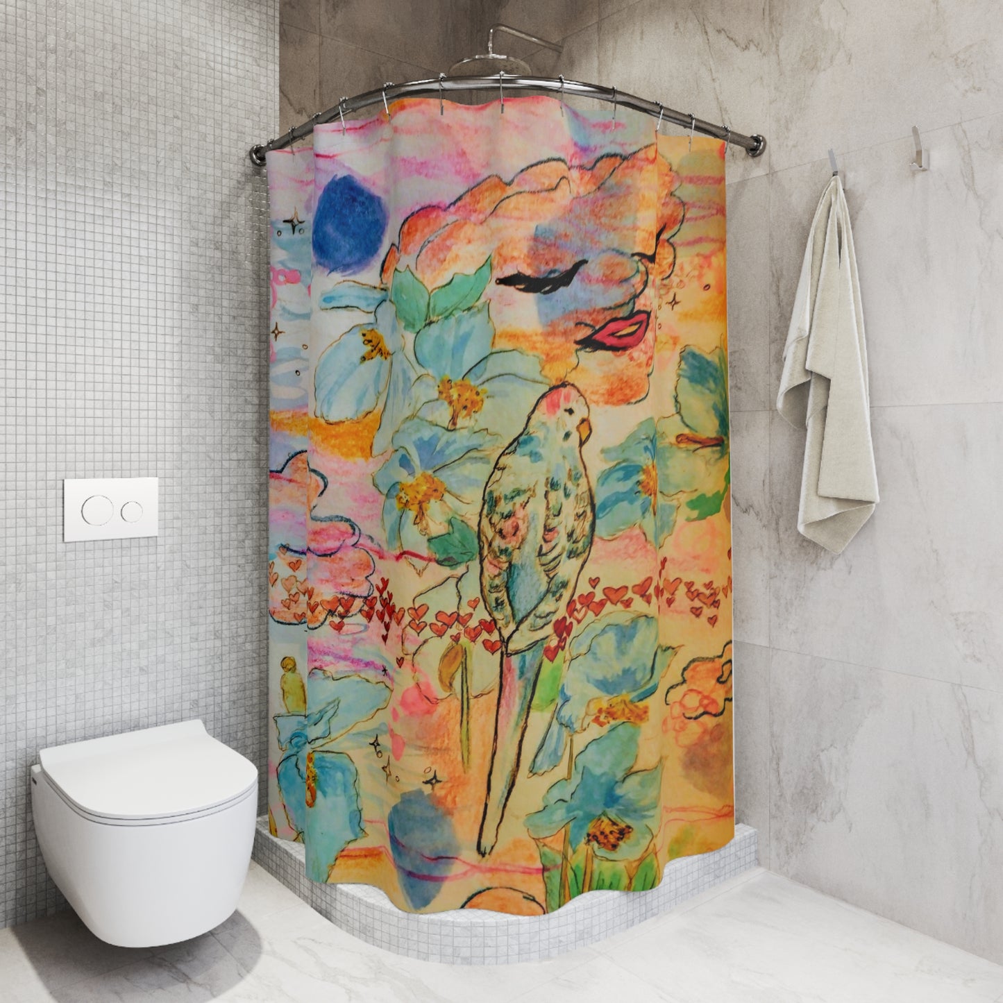 Purty Bird: Polyester Shower Curtain