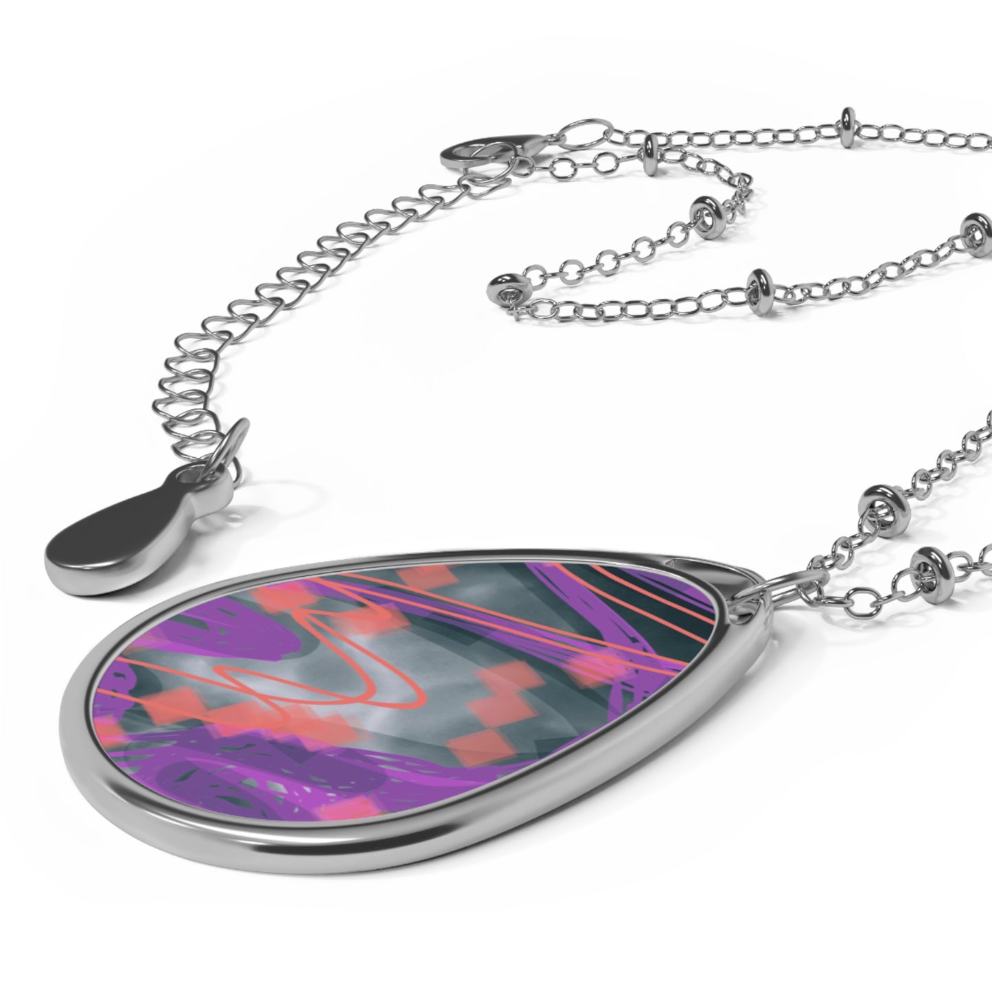 Mel:  Beautiful Souls Abstract Art Oval Necklace - Elegant Teardrop Jewelry for Everyday Wear