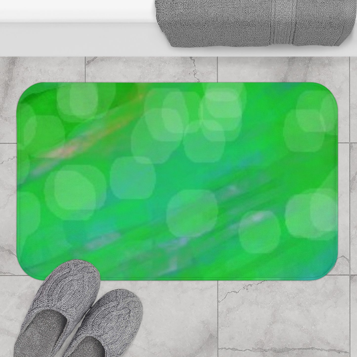 Earth child: (34"x21") Vibrant Green Bathmat, Eco-Friendly Home Decor, Modern Bathroom Rug, Spa Vibe Mat, Gift for Housewarming, Spring Home Upgrade