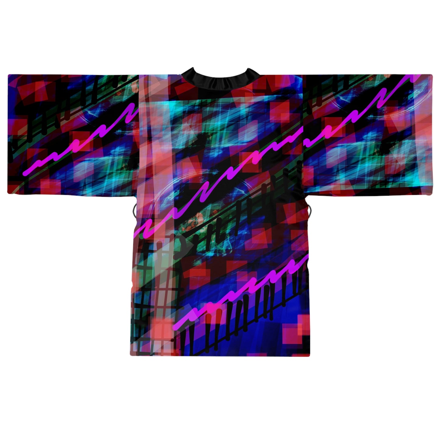 Marianne:  Vibrant Abstract Long Sleeve Kimono Robe - Stylish Loungewear