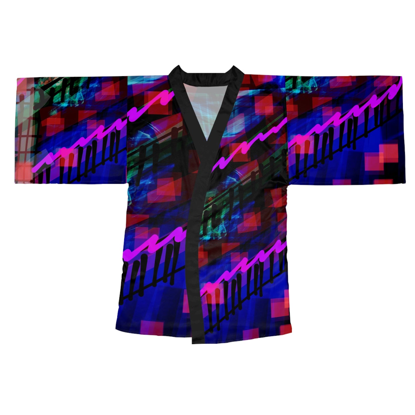 Marianne:  Vibrant Abstract Long Sleeve Kimono Robe - Stylish Loungewear