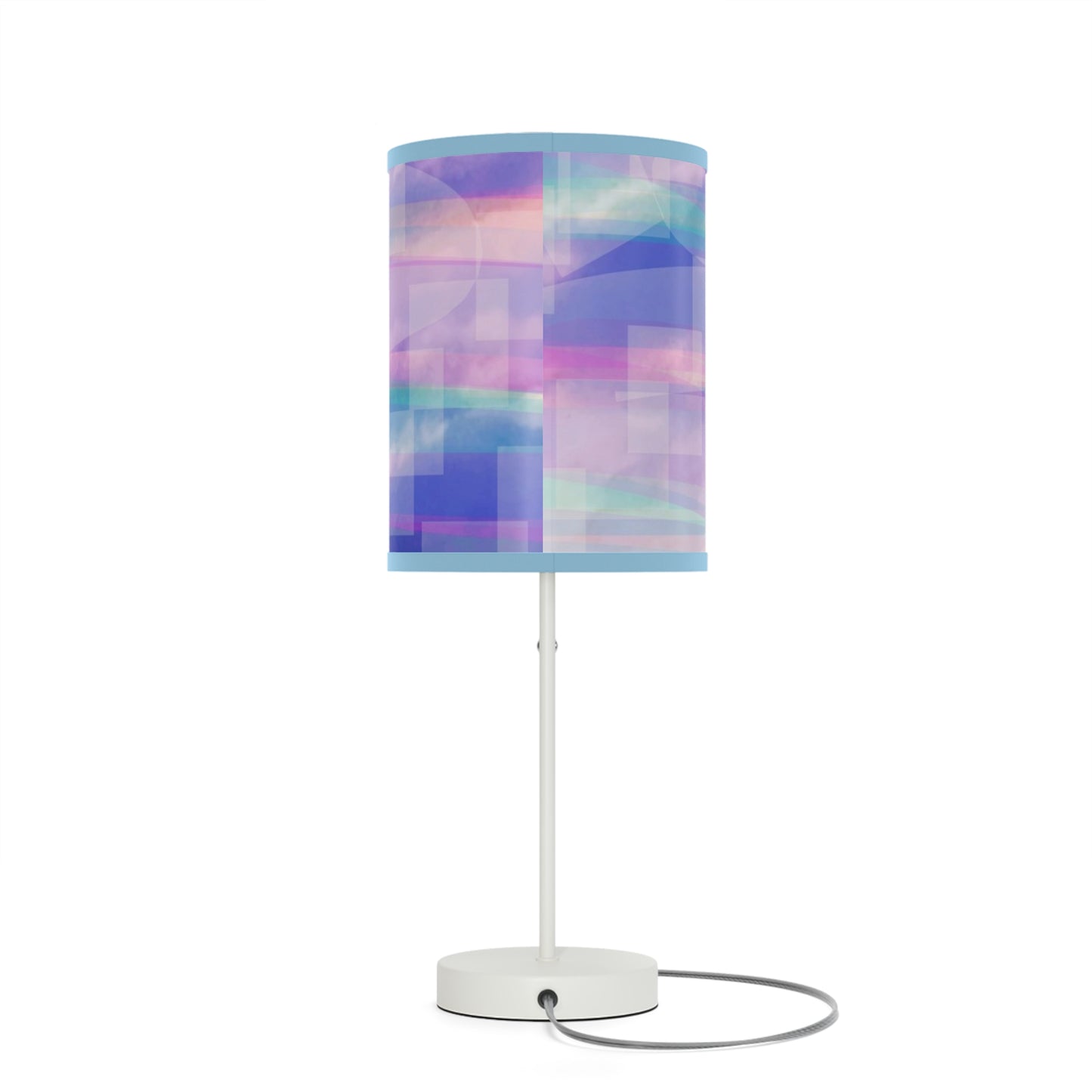 Gloria:  Blue Trim; Modern Purple Geometric Table Lamp - Stylish Home Decor for Living Room & Bedroom
