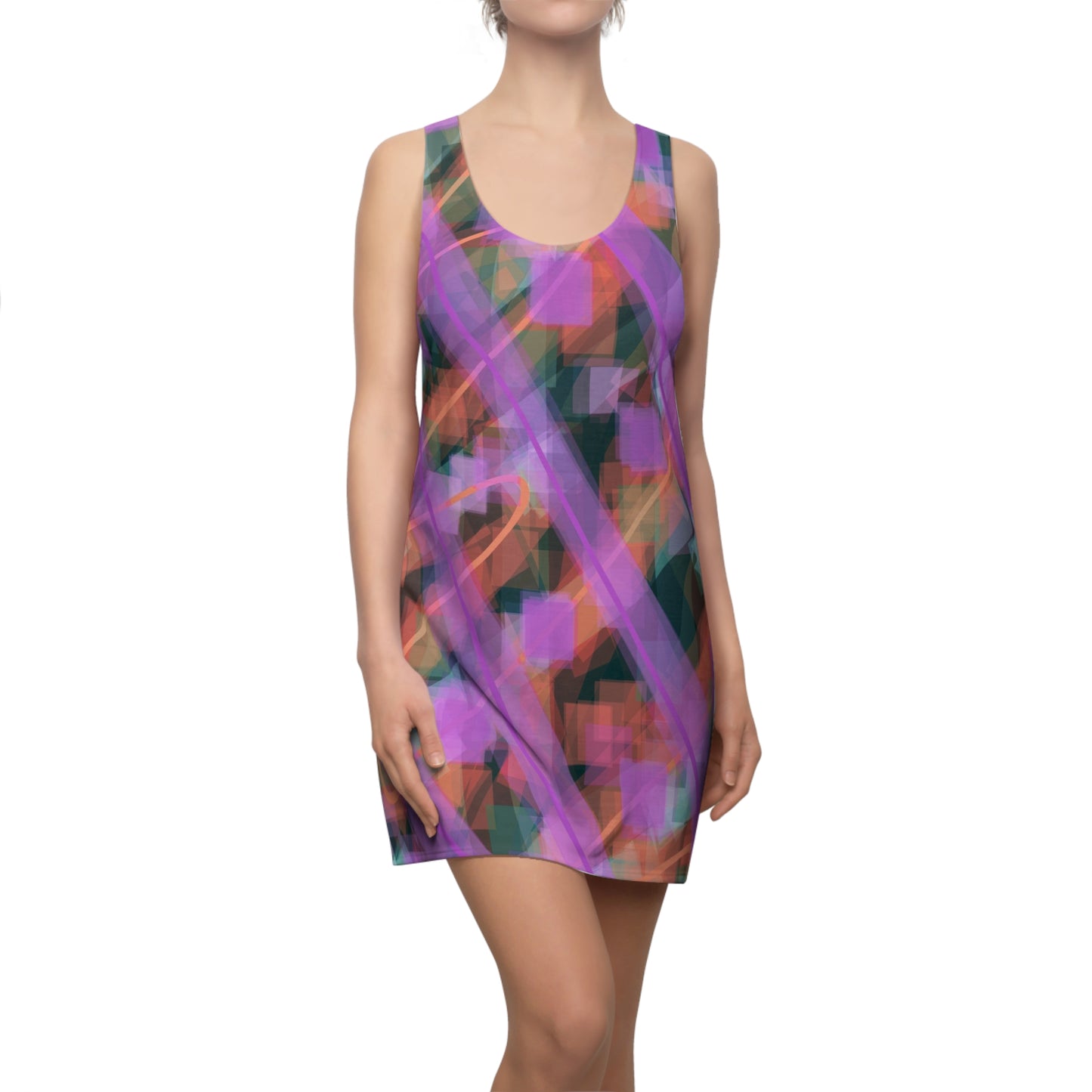 Rita:  Abstract Pattern Women's Racerback Dress - Perfect for Spring Events & Casual Outings