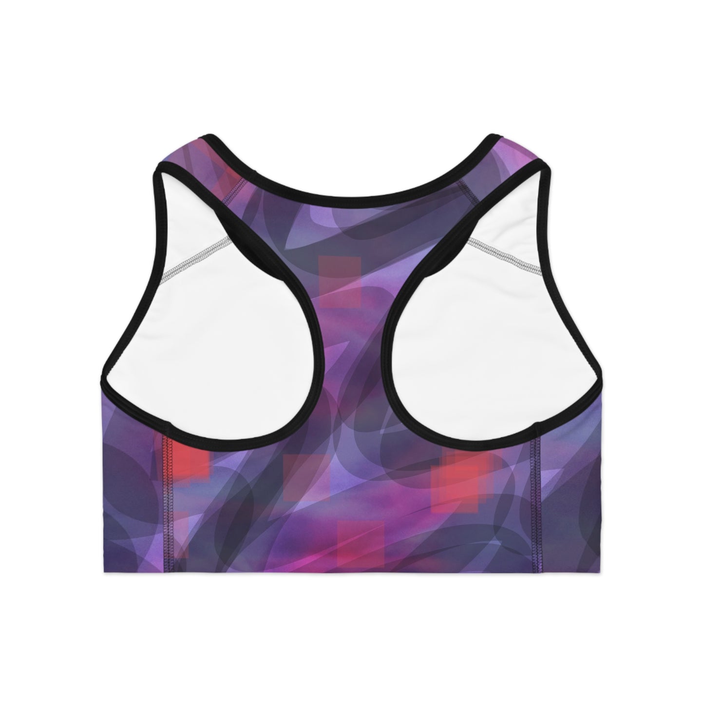 GIA II:  Blk Trim; Chic Abstract Sports Bra - Stylish Activewear for Workout, Yoga, Fitness, Running, Gym, Trendy Athleisure