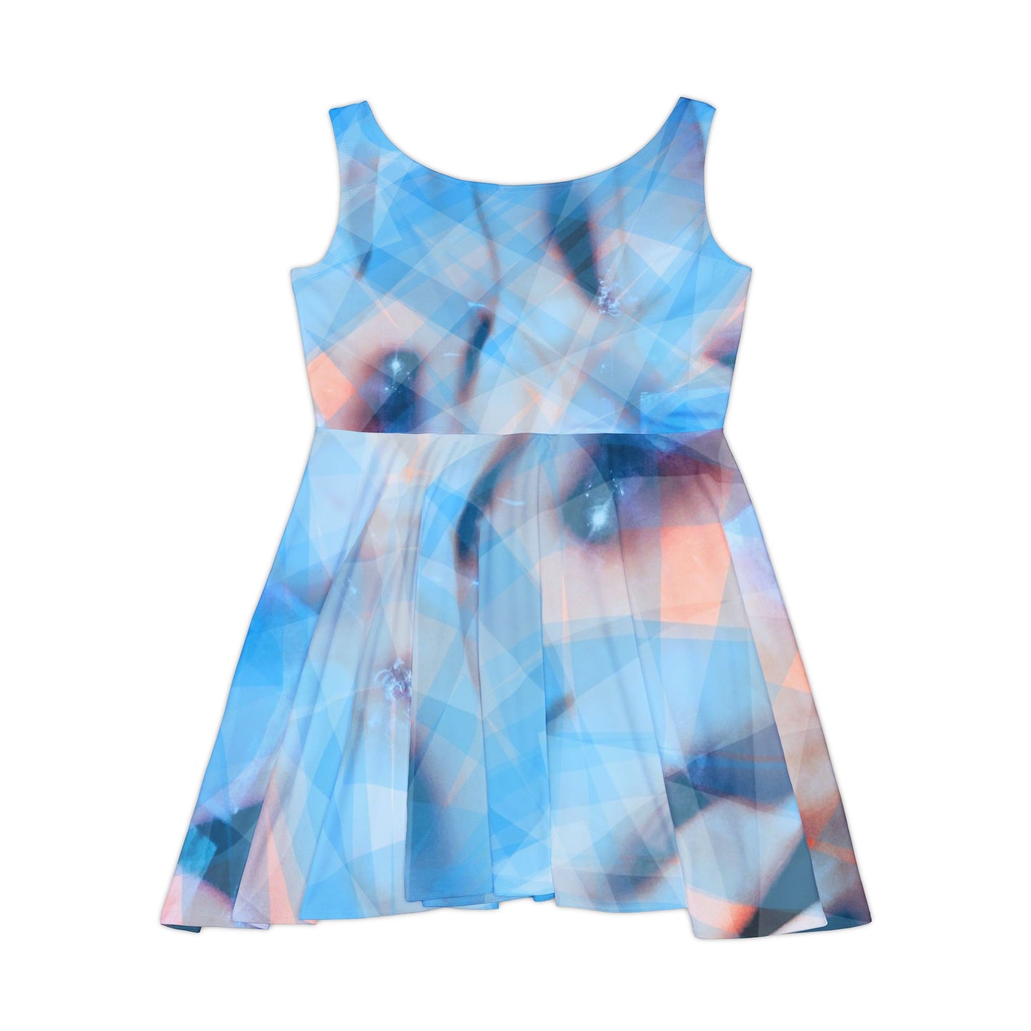 Cool Cool:  Abstract Blue Women's Skater Dress, Going Out, Fresh Vibes, Summer Dress, Casual Cool Dress
