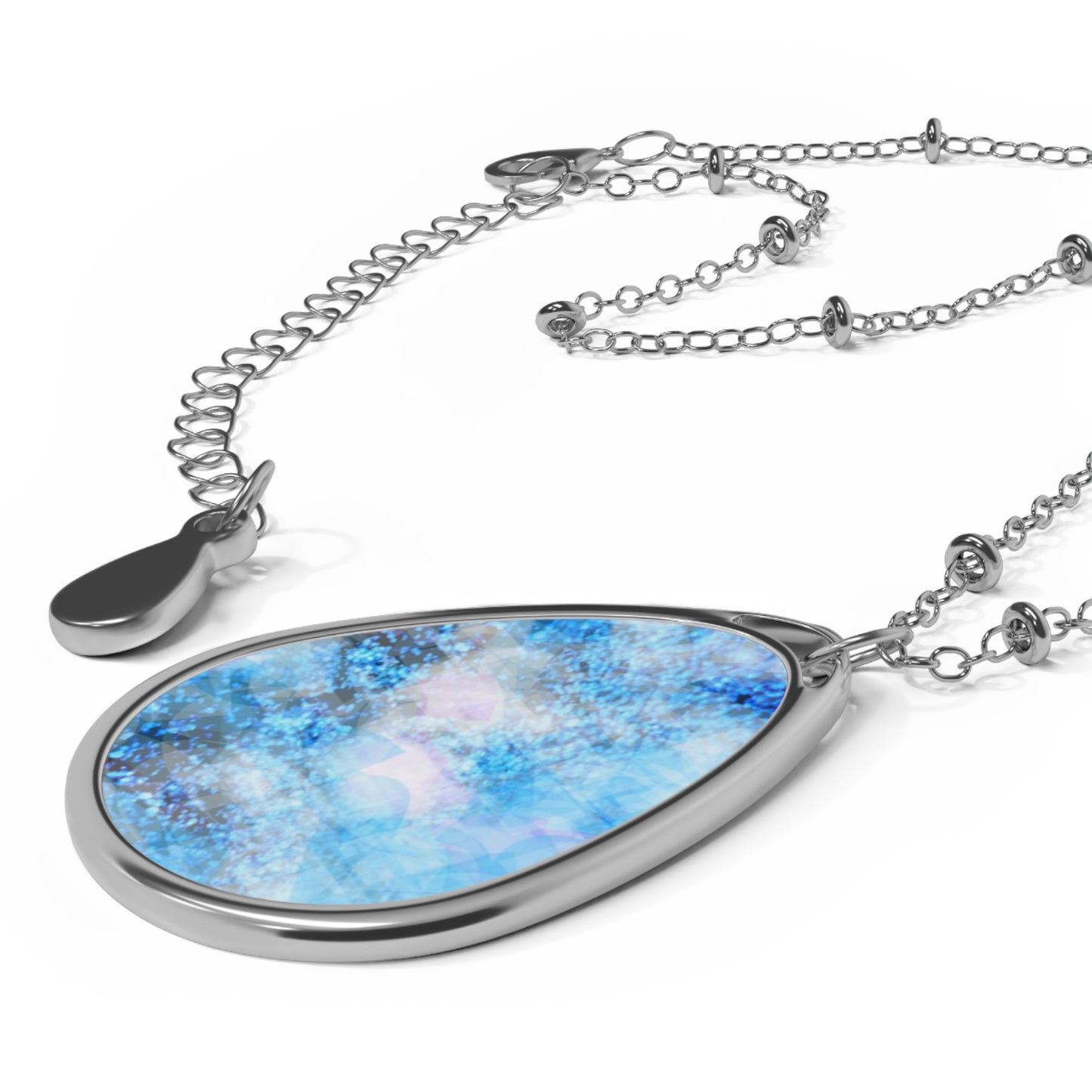 Sapphire Softly:  Soft Elegant Vibes Art Oval Necklace with Blue Stone look - Lovely Souls Inspiration