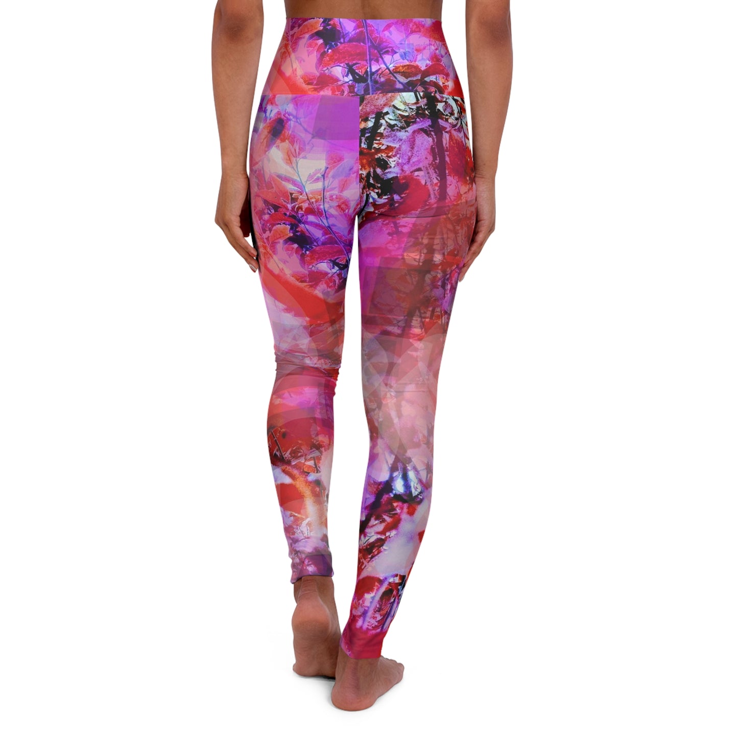 Garnet: Abstract Nature Lovers High Waisted Workout Leggings, Fitness Legwear, Trendy Workout Pants, Gym Apparel, Stylish Activewear