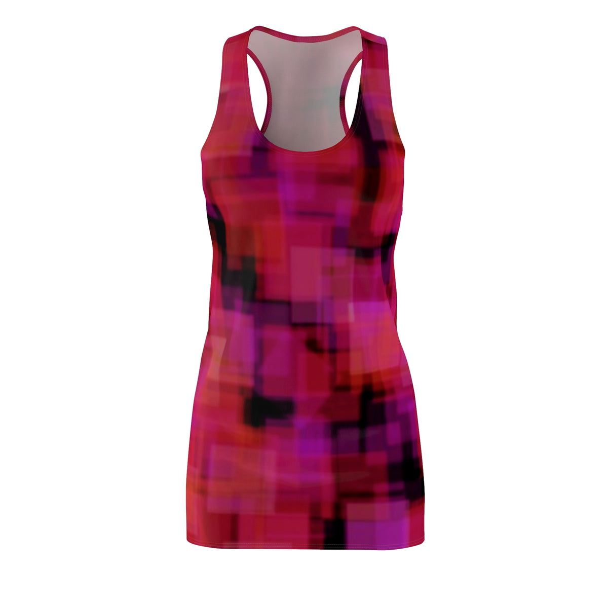 Amaltheia: Pixelated Pink Racerback Dress — Abstract Magenta Grid
