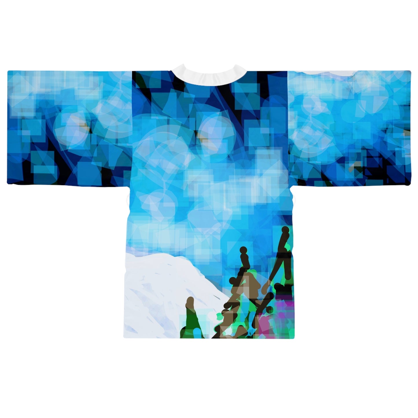 Mt. Rainier:  White Trim Mountain Scene Long Sleeve Kimono Robe - Artistic Japanese Design for Relaxation & Home