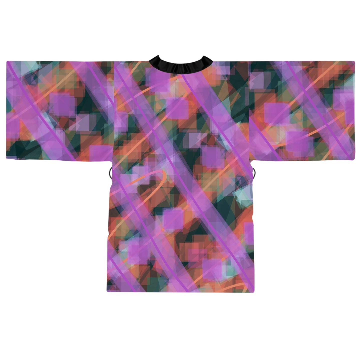 Rita:  Vibrant Abstract Long Sleeve Kimono Robe - Cozy Chic for Relaxation and Special Occasions