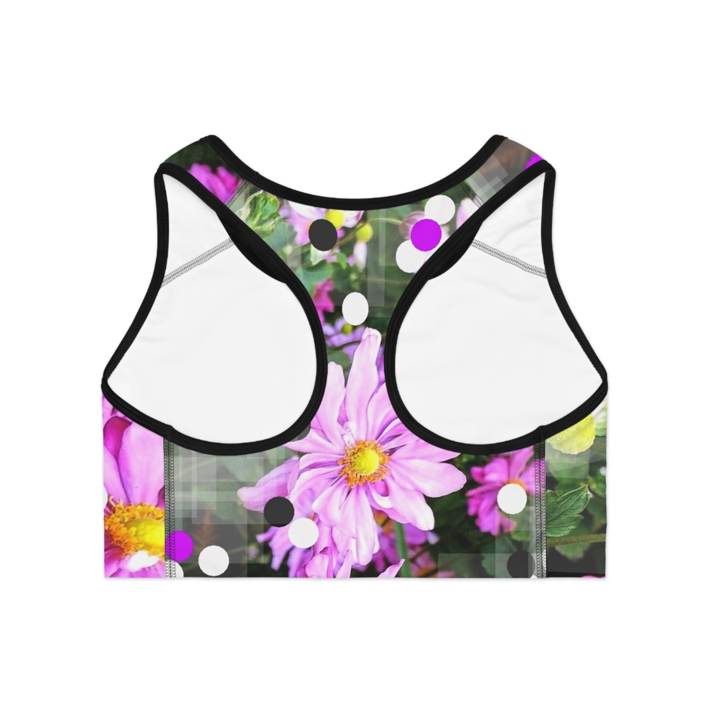 Pink Daisies:  Floral Sports Bra, Dance Top, Workout Gear, Activewear, Summer Fitness Apparel, Gift for Her