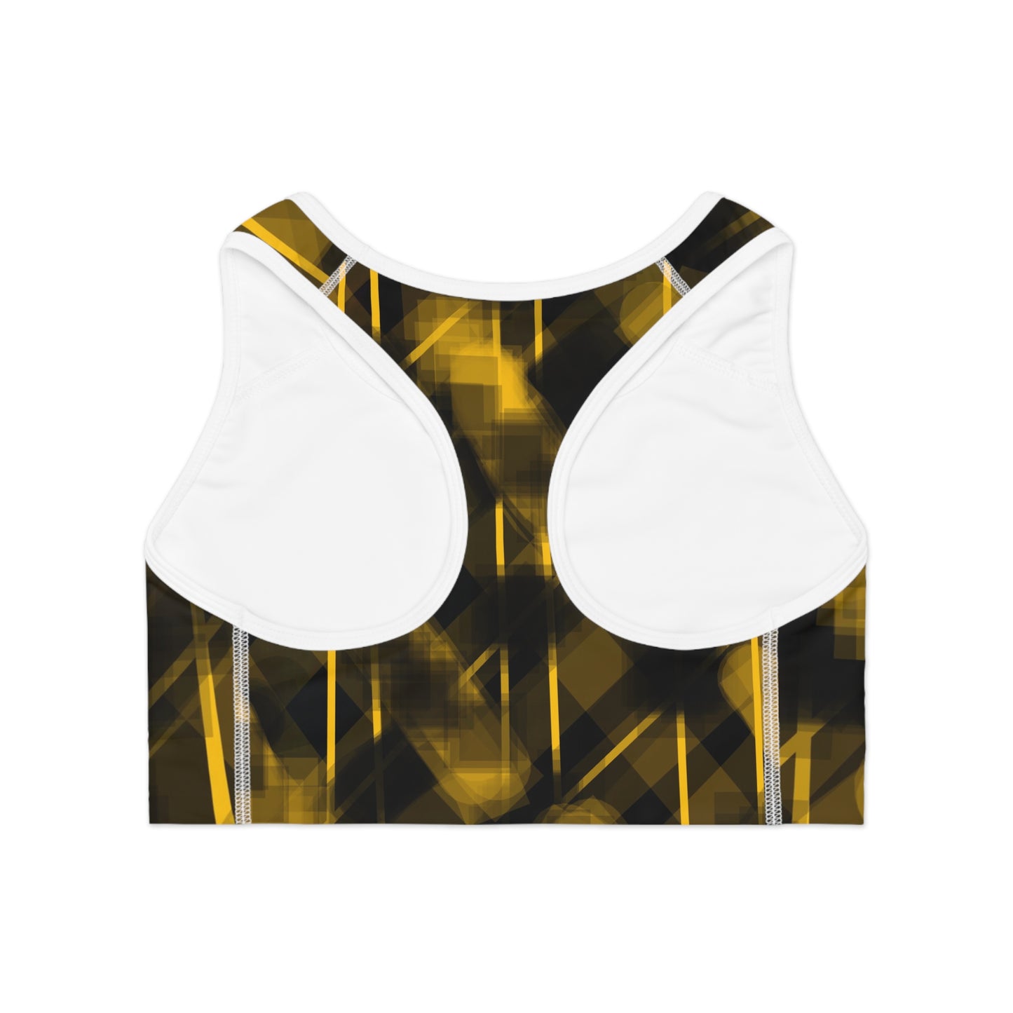 Olga I: WH Trim Stylish Black and Yellow Sports Bra - Activewear for Fitness Enthusiasts