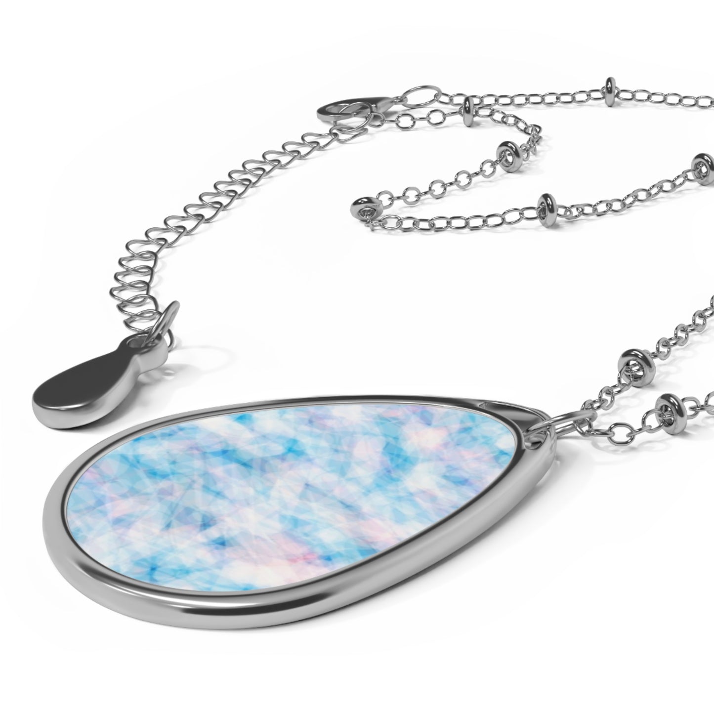 Blue Sugar: Elegant Ethereal Art Oval Necklace, Pastel Goodness Pendant, Beautiful Souls Inspiration
