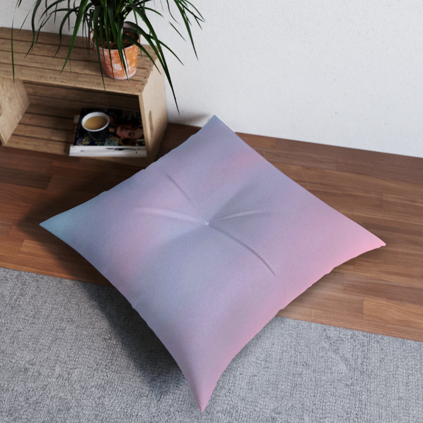 Soothing Sky:  Tufted Floor Pillow, Square: