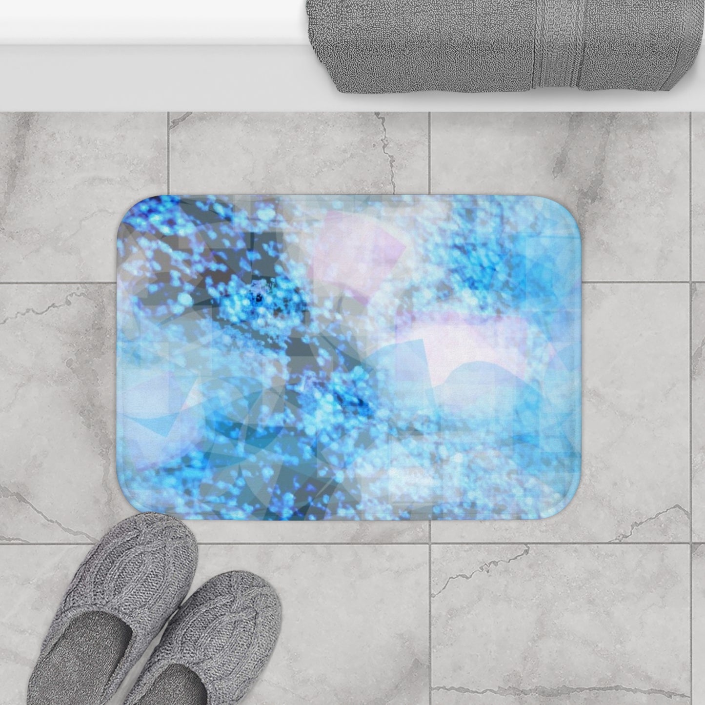 Sapphire Softly: (24"x17") Jewel Aura Bathmat - Soft and Cozy Mat for Bathroom, Spa Decor, Vibrant Blue Design, Gift for Housewarming, Stylish Home Accessory