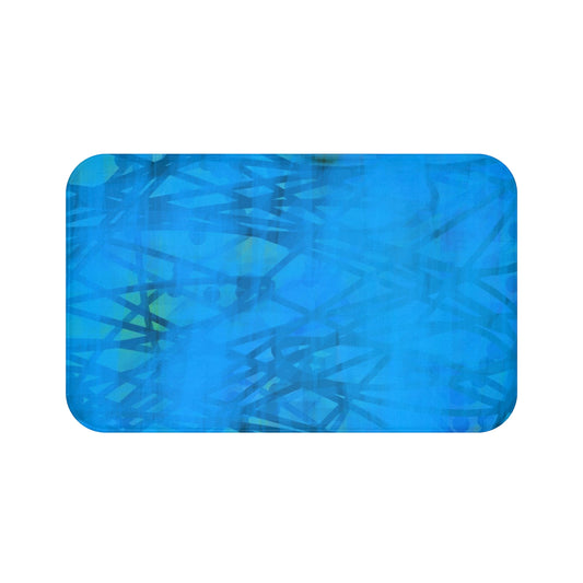 Carmen: (34"x21") Vibrant Blue Abstract Bathmat, Colorful Floor Mat, Bathroom Decor, Housewarming Gift, Modern Home Accents, Relaxing Spa Vibes