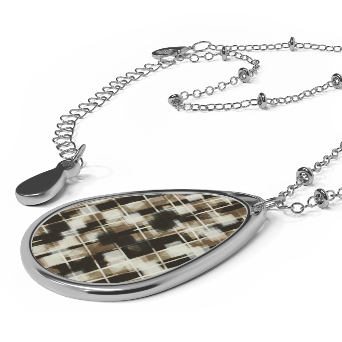 Jackie:  Elegant Abstract Art Oval Necklace - Modern Chic Jewelry for Everyday Wear, Classy Gal