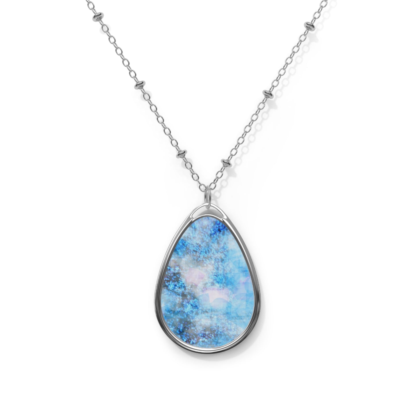 Sapphire Softly:  Soft Elegant Vibes Art Oval Necklace with Blue Stone look - Lovely Souls Inspiration