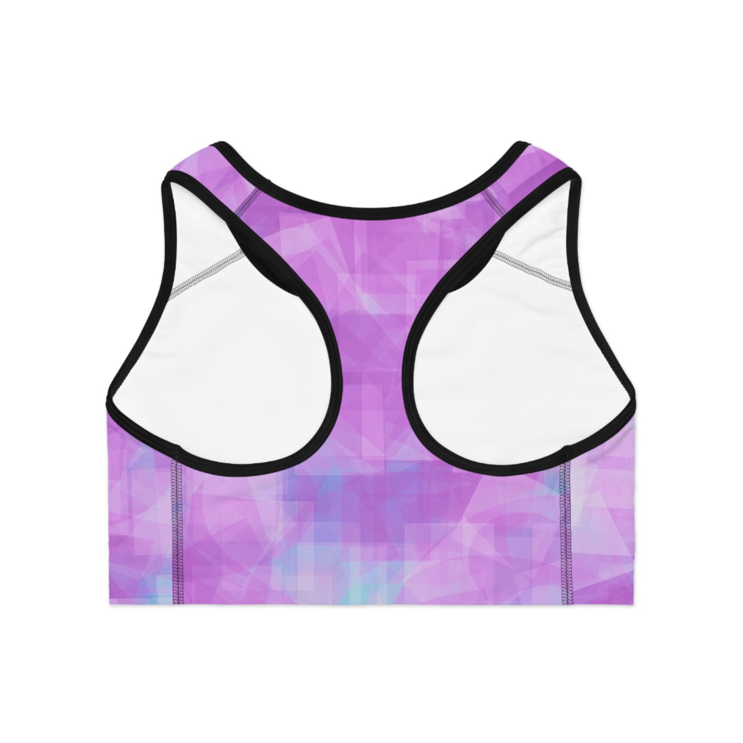 Betty II: Blk Trim, Abstract Pastel Pink Vibrant Sports Bra, Workout Gear, Gym Apparel, Fitness Gift, Activewear