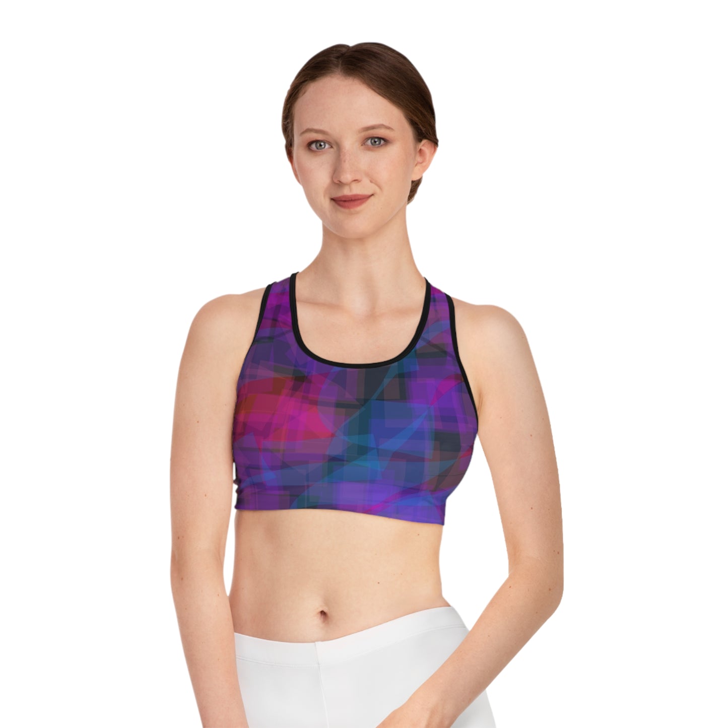Cherry Blue: Vibrant Abstract Sports Bra for Active Lifestyle, Workout Gear, Dance top, Fitness Apparel, Athleisure, Gift for Her