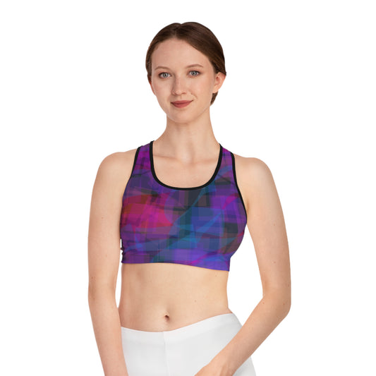 Cherry Blue: Vibrant Abstract Sports Bra for Active Lifestyle, Workout Gear, Dance top, Fitness Apparel, Athleisure, Gift for Her