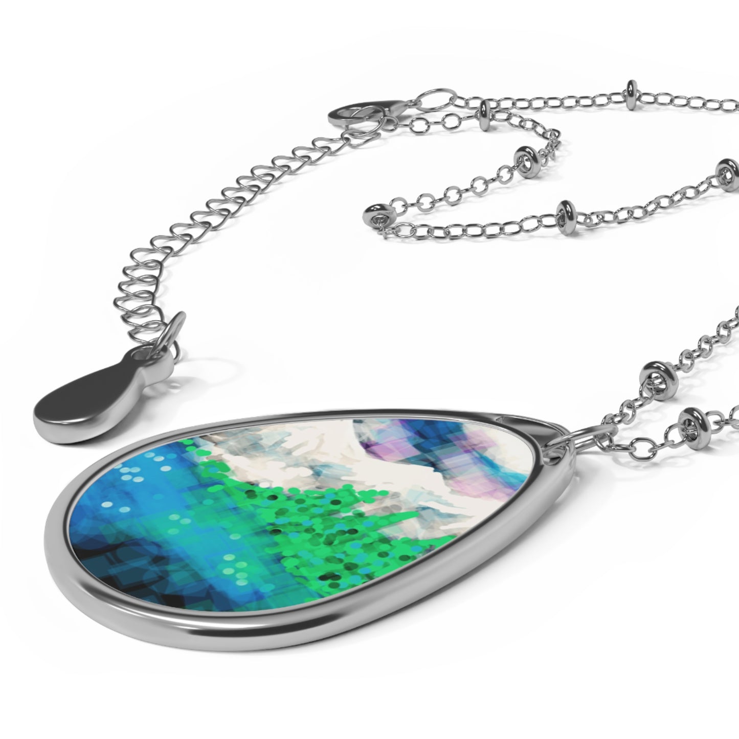 Earth Realms:  Magical Nature-Inspired Art Oval Necklace - Teardrop Pendant Jewelry, Nature Lovers