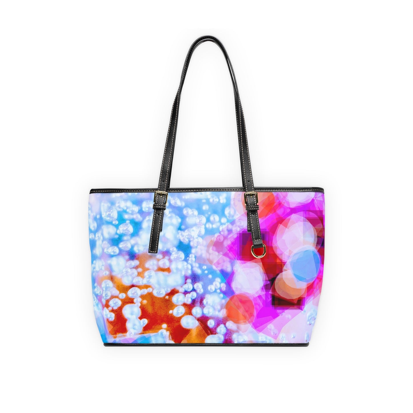 Effervescent:  Vibrant PU Leather Shoulder Bag - Colorful Bubble Design