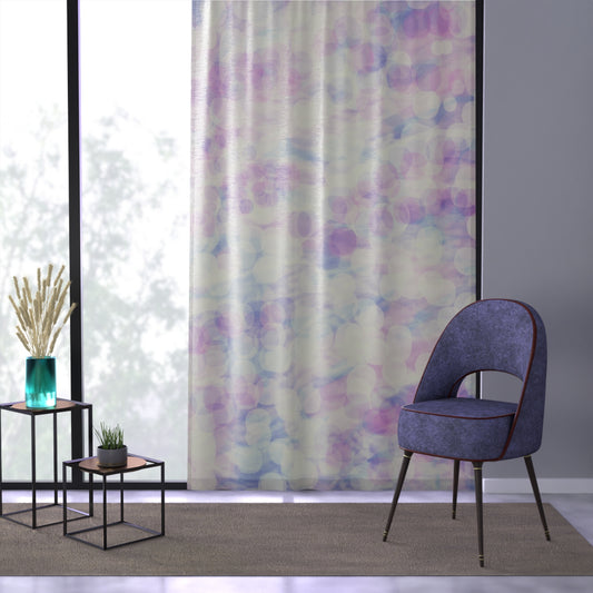 Sprite: Sheer Pastel Bokeh Window Curtain — Soft Lavender & Blue Sheer Drapes