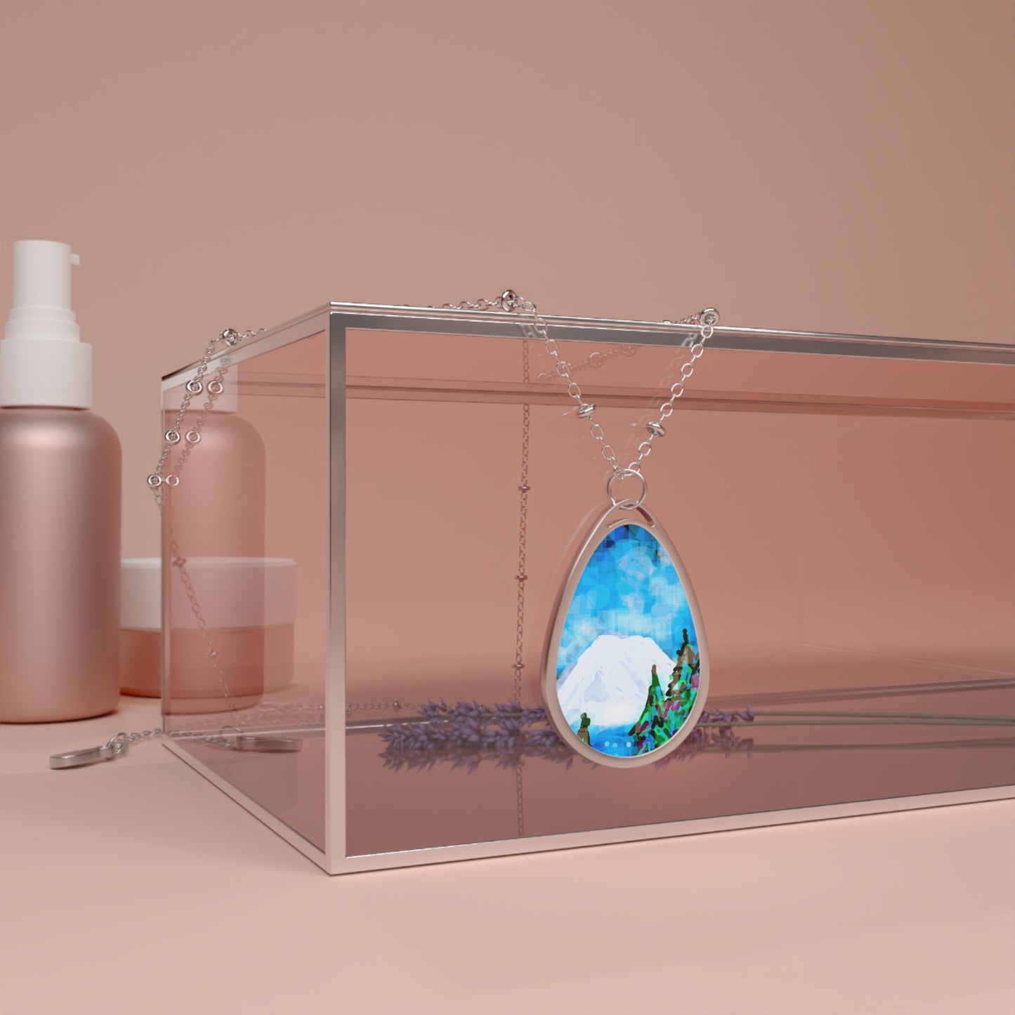 Mt. Rainier:  Mountain Love Art Oval Necklace - Nature Lovers -Inspired Jewelry for Beautiful Souls