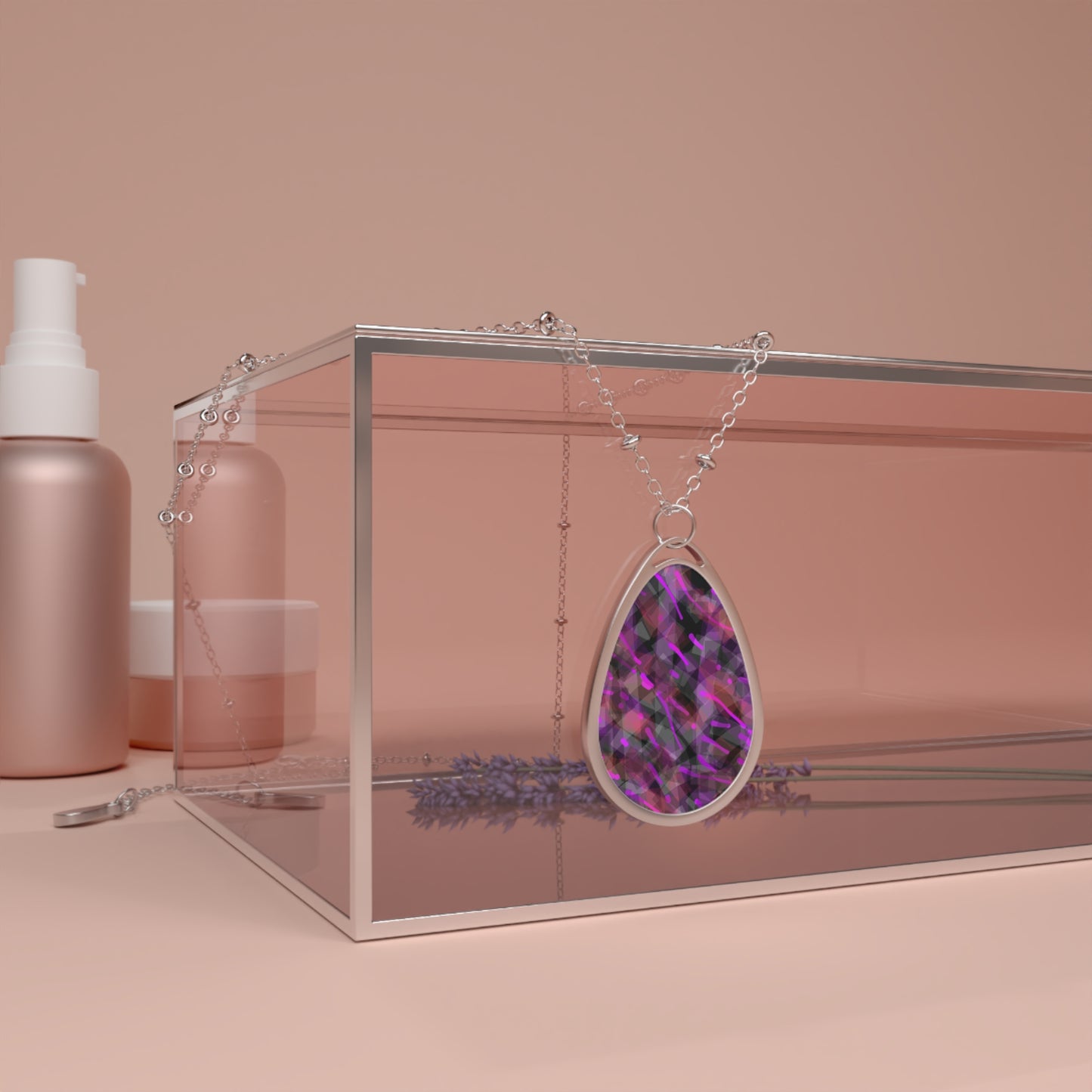 Classy Joint:  Elegant Abstract Art Oval Necklace with Dazzling Purple Design - Perfect for Gifting and Celebrations