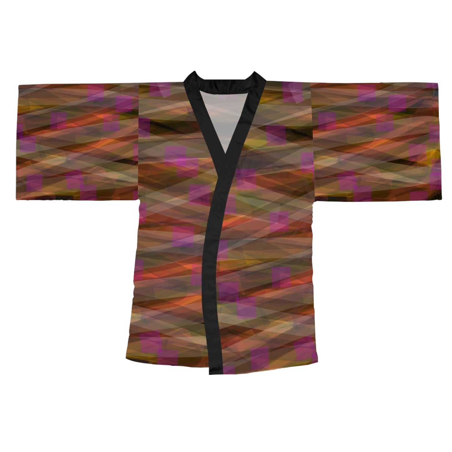 Cheyenne:  Stylish Long Sleeve Kimono Robe - Geometric Pattern for Cozy Comfort