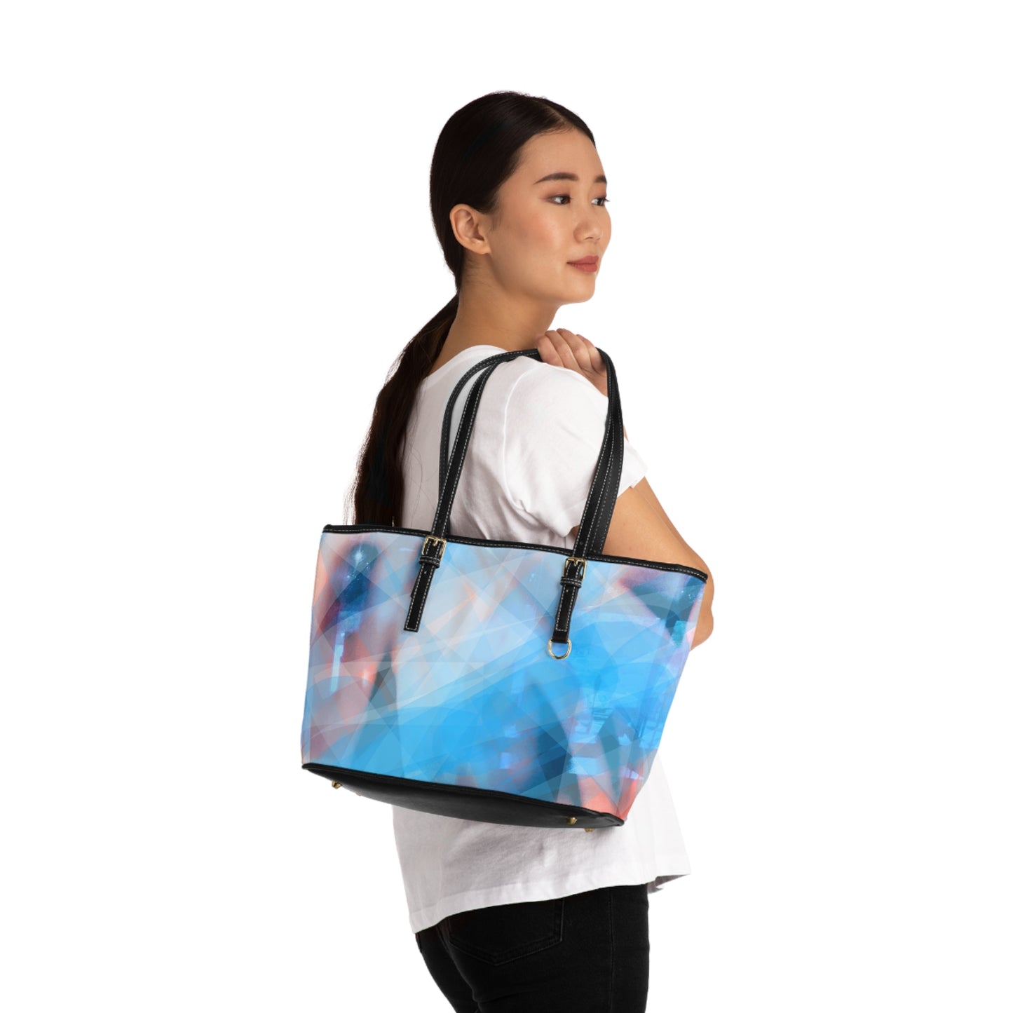 Cool Cool:  Chic PU Leather Shoulder Bag - Abstract Geometric Design for Stylish Everyday Use