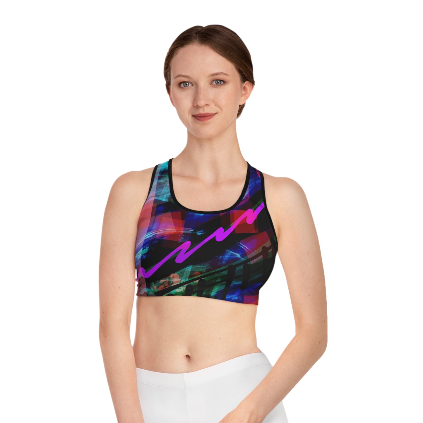 Marianne:  Vibrant Abstract Sports Bra for Yoga & Workout