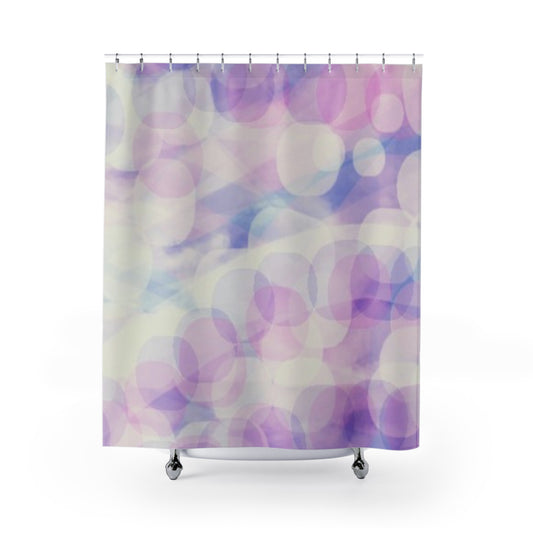 Sprite: Pastel Bokeh Shower Curtain — Soft Lavender Abstract Bath Decor