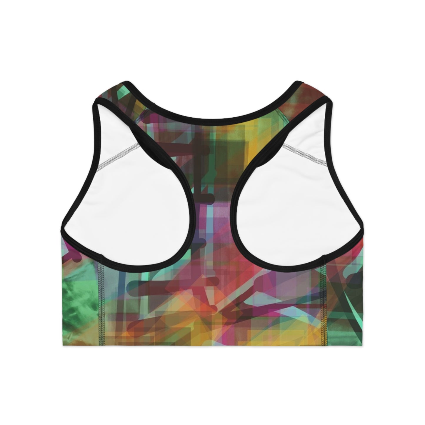 Nico: Vibrant Abstract Sports Bra for Active Women, Chic Workout Gear, Dance Top, Fitness, Gym, Fashion, Exercise Wear
