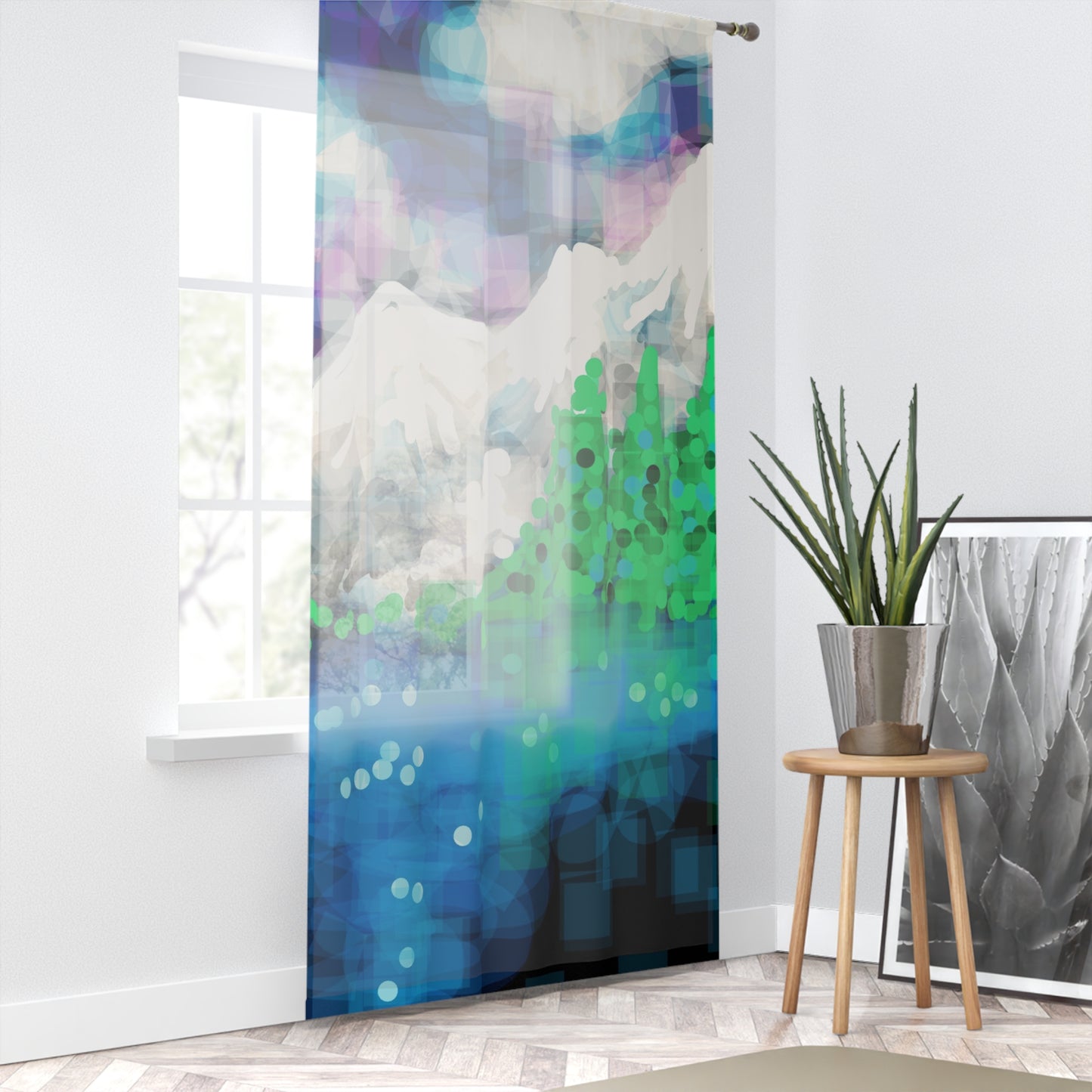 Earth Realms:  Mountain Landscape Window Curtain, Vibrant Home Decor, Nature Inspired Curtains, Boho Living Room, Bedroom Drapes, Gifts for Nature [...]