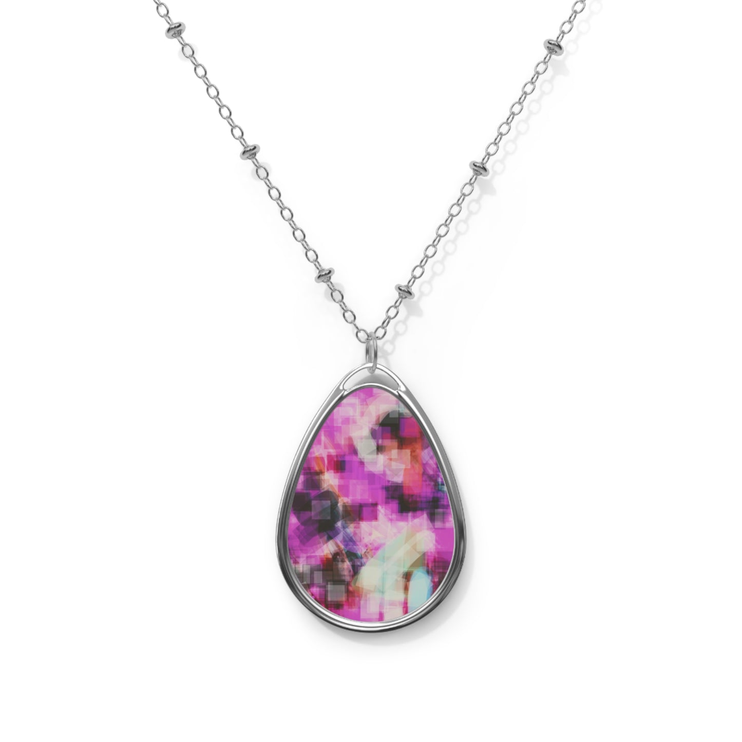 Mauve Codes:  Free Spirit Abstract Art Oval Necklace - Statement Jewelry For High Vibers