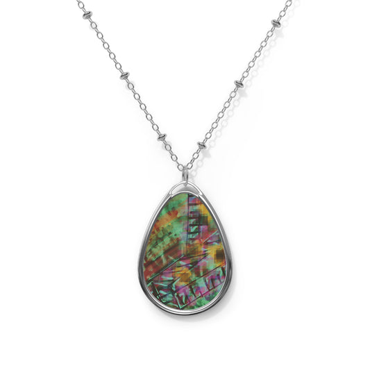Nico:  Vintage-Inspired Art Oval Necklace with Colorful Design - Unique Souls Inspiration