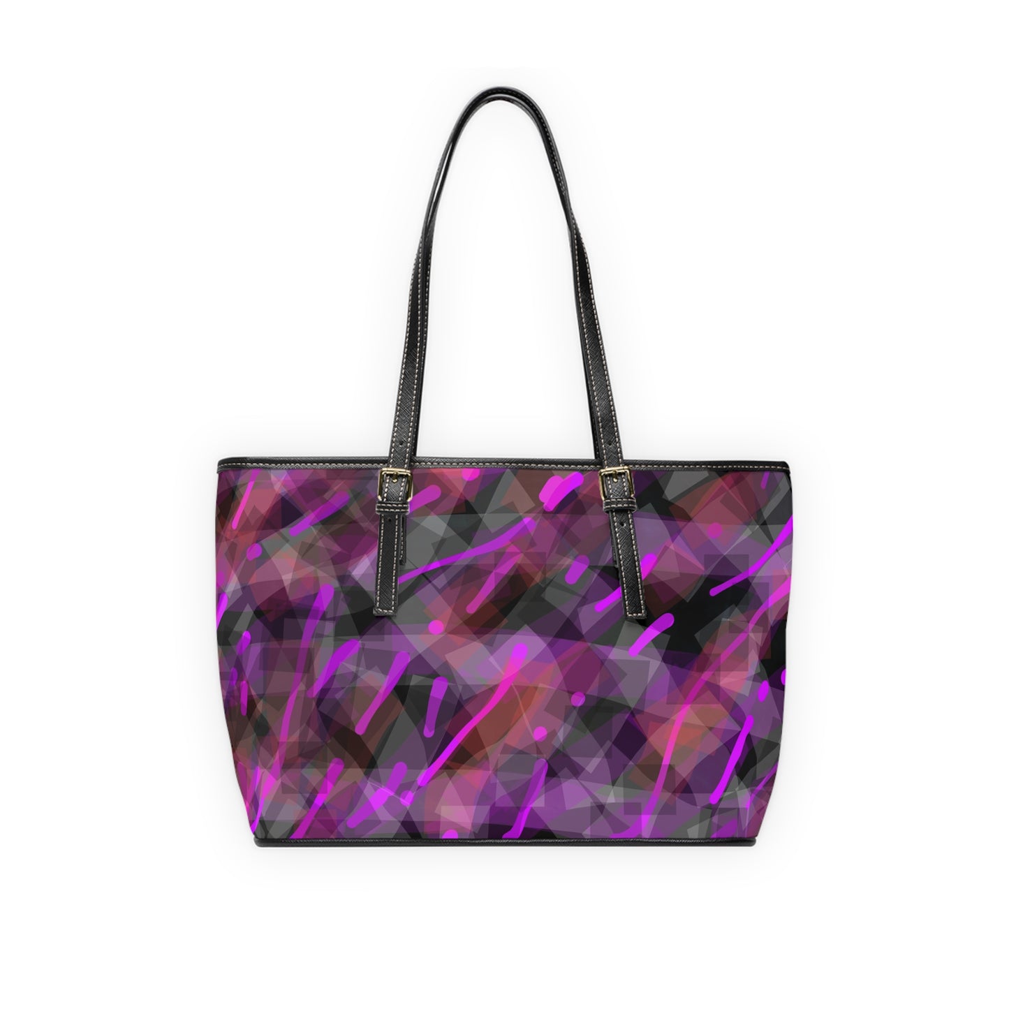 Classy Joint:  Vibrant PU Leather Shoulder Bag - Bold Geometry Design
